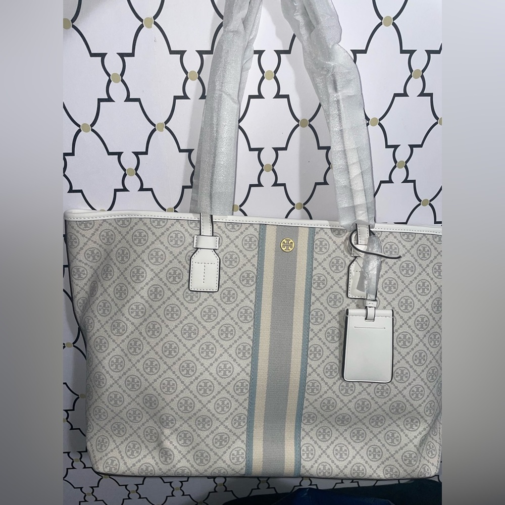 Last one! Tory Burch White and blue large tote bag